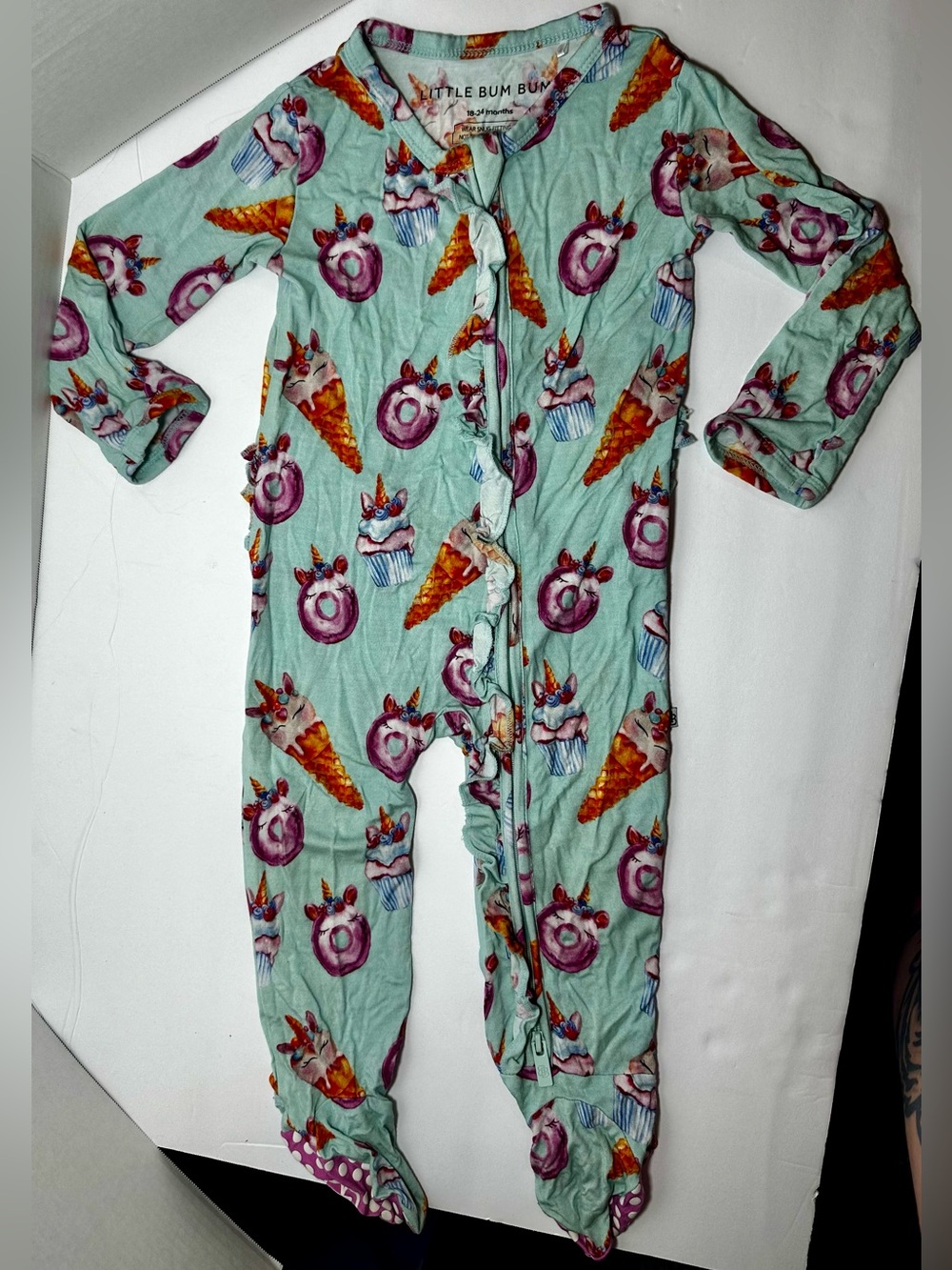 Little Bum Bums Bamboo Zipper Footie Pajama Onesie 18-24 months Unicorn Dessert